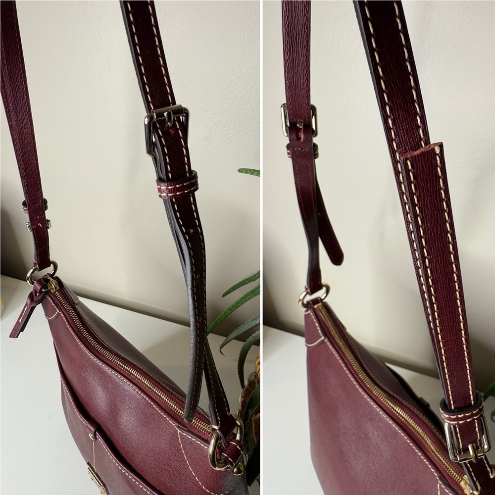Dooney & Bourke Saffiano Leather Crossbody Bag in Bordeaux Wine Red - Picture 5 of 11